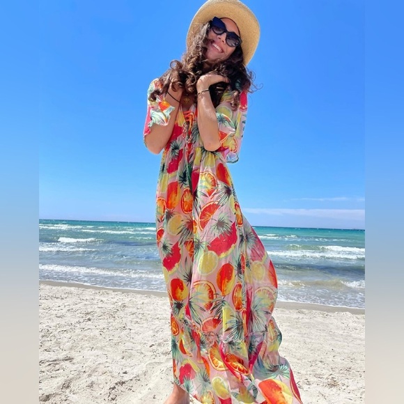 America & Beyond Fruit Print Maxi Dress Size S 🍓🍇🍉 - Picture 7 of 7